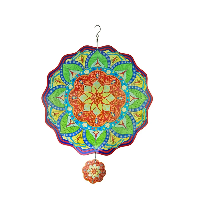 

ABSS-Ветряная вертушка из нержавеющей стали для использования в помещении и на открытом воздухе, украшение для сада, 11,6 дюйма, разноцветные ветряные блесны с мандалой, подарок