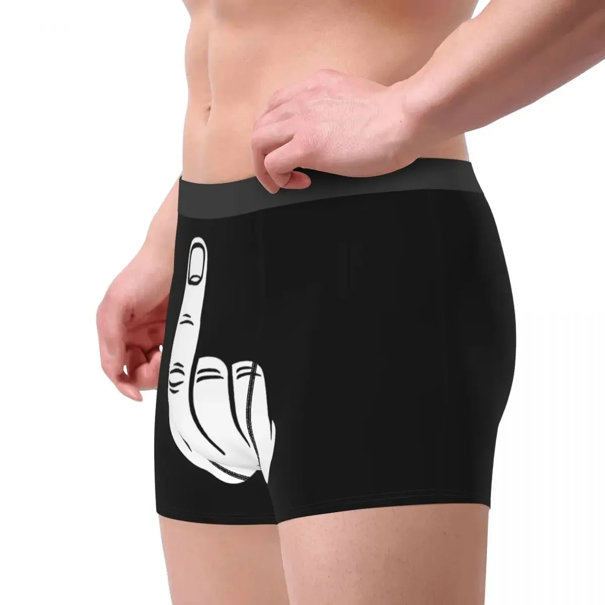 Hand Gesture Design Middle Finger Mood Fxxk Off Underpants Breathbale Panties Male Underwear Sexy Shorts Boxer Briefs