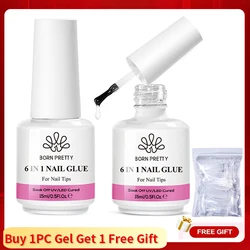 BORN PRETTY 15ml 6 IN 1 Nail Glue Gel Nail Polish Transparent Clear Function UV Gel looming Gel Strengthener Extension Varnish