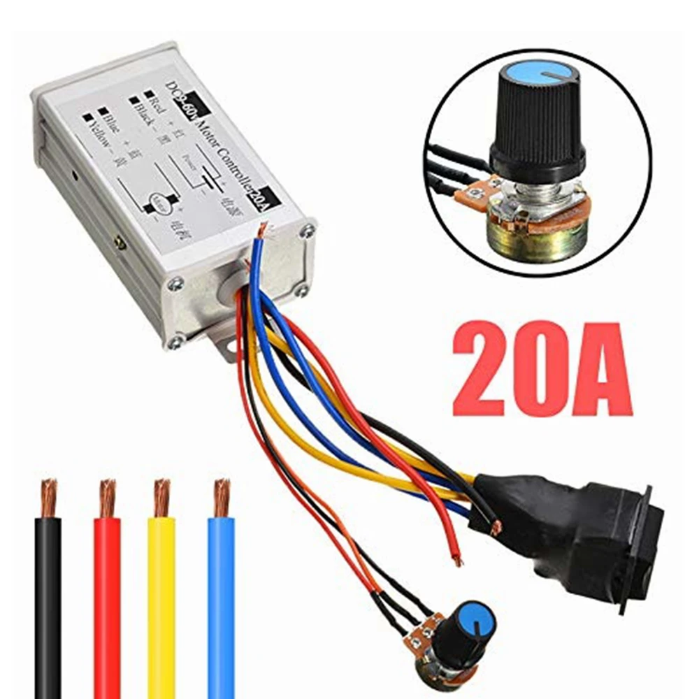 DC 9V 12V 24V 48V 60V 20A Reversible Motor Speed Controller Regulator ไดร์เวอร์ PWM