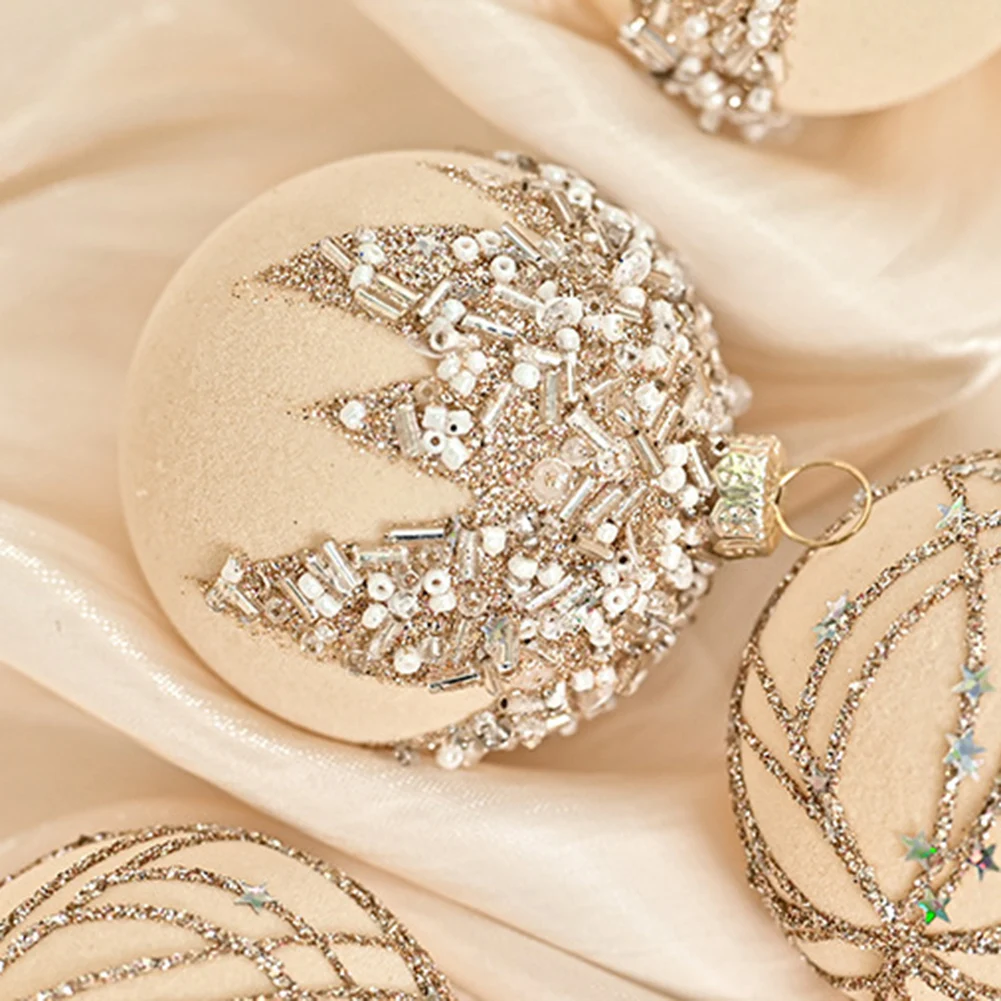 Breathtaking Holiday Additions Beautifully Crafted 6CM Flocking Velvet Diamond Sequin Christmas Ball Set of 12