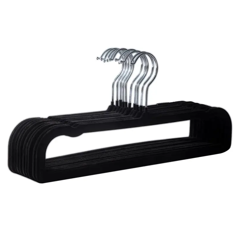 

ABKO-бархатные вешалки 10CS, черные нескользящие тонкие компактные вешалки для одежды для хранения в шкафу, прочный органайзер для бюстгальтера, джинсовых брюк