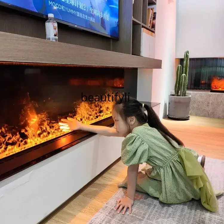 TTT  Intelligent 3d atomizing fireplace living room TV cabinet decoration ultra-thin embedded simulation flame wall furnace