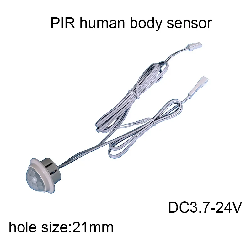 21 mm PIR-Bewegungsmelder-LED-Licht, Dual-Modus (24 Stunden/Nacht), DC3,7–24 V, automatische Innenbeleuchtung für Schrank, Schrank, Flur, Flur