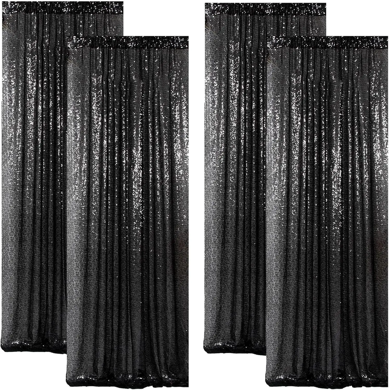 8 Panels 2x8ft Black Sequin Backdrop,Upgrade Shimmer Backdrop for Wedding Decor,Party Photo Booths,Event Decorations