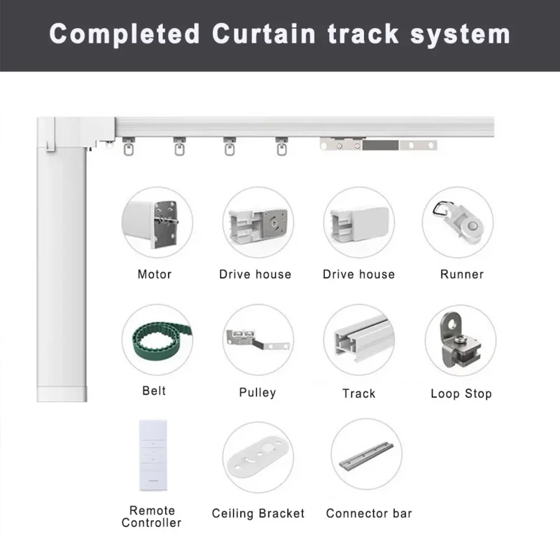 Tuya Electric AI Curtain Wifi Zigbee Support Alexa Google Smart Home System Alice Voice Control Motor Rail Custom Track Size Set