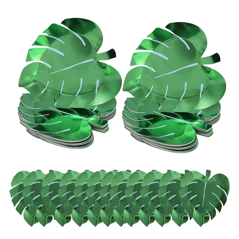 Green Leaf Shape Plate Chips Food Tray Tropical Party Decorations Hawaiian Aloha Luau Party Supplies Jungle Baby Shower Decor