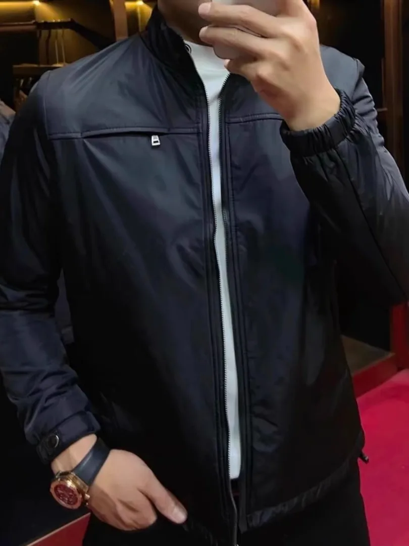 

Men's Faionable Autumn Winter Zipper Jaet Lightweight Cotton Comfortable Stand Collar Double Zipper Coats Versatile Outer...