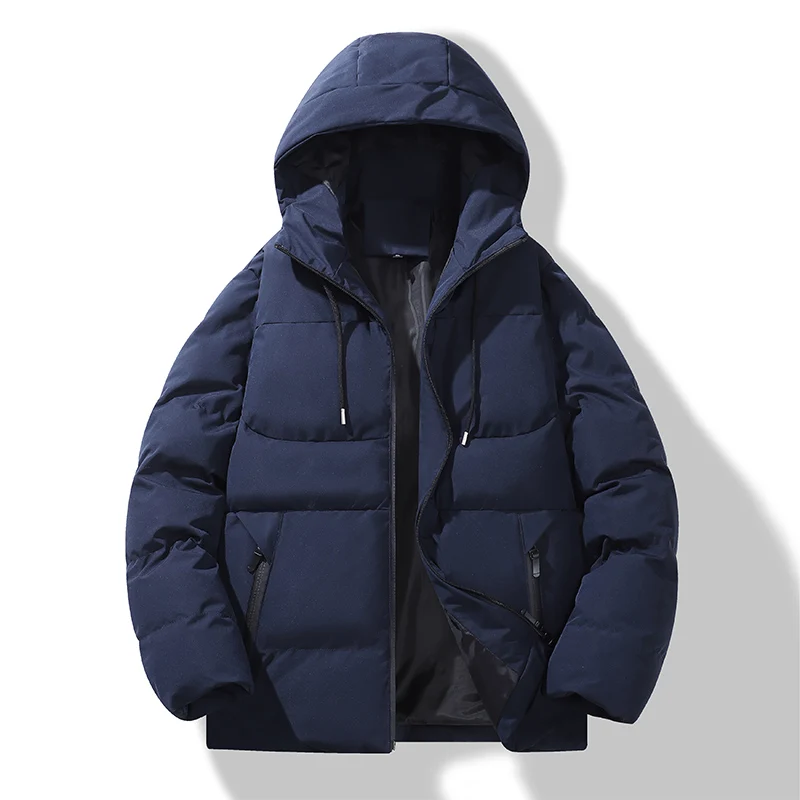 Streetwear Mens Casual Winter Jackets And Coats Solid Hooded Parkas Warm Loose Winter Outwear