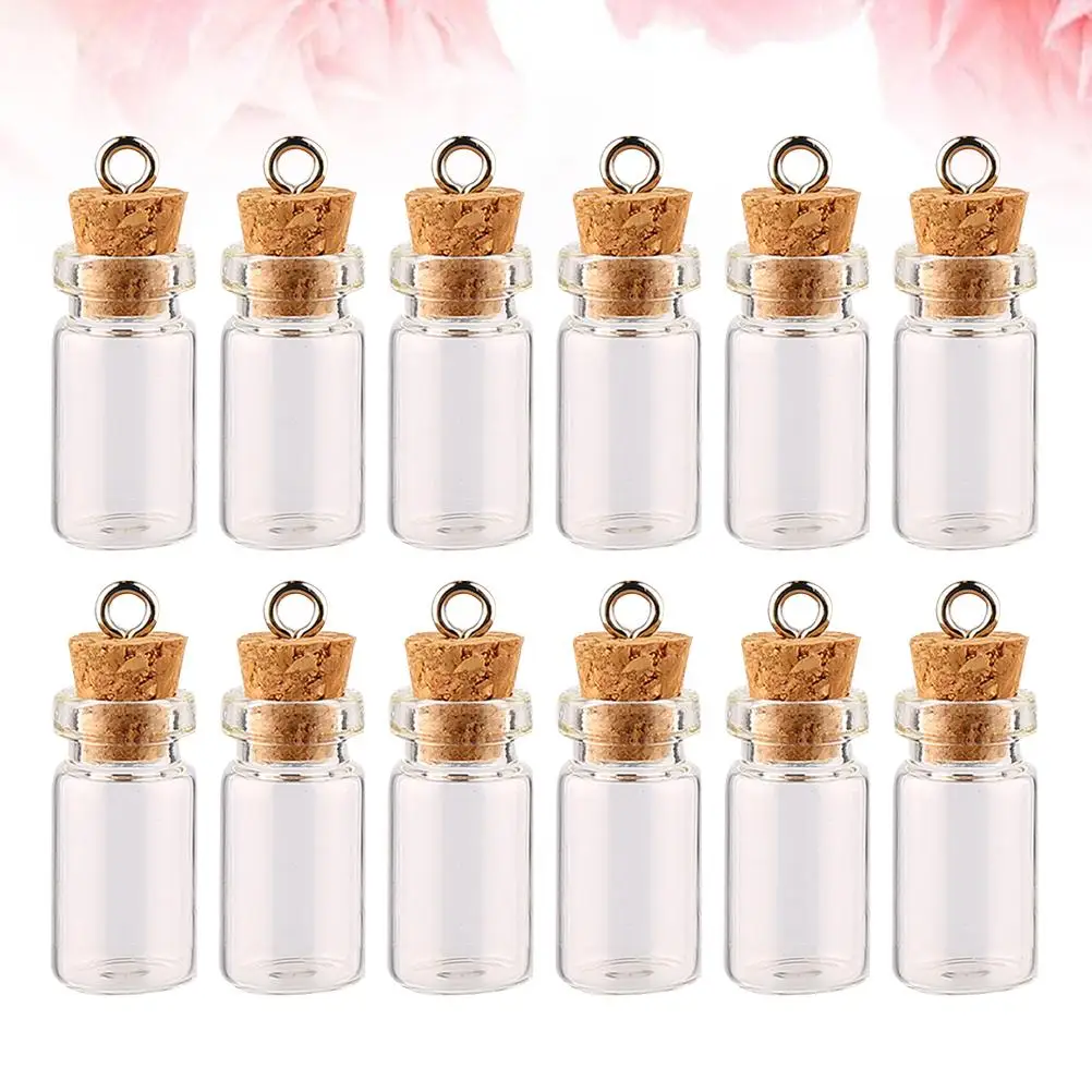 50Pcs 1.5ml Clear Small Mini Glass Jars DIY Wish Bottles For Message Weddings Wish Party Favors with Cork Stoppers