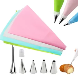 6pcs DIY Reusable Puff Cake Icing Piping Tip Silicone Pastry Bag Cream Cupcake Butter Tube Nozzle Decor Baking Bags Kitchen Tool