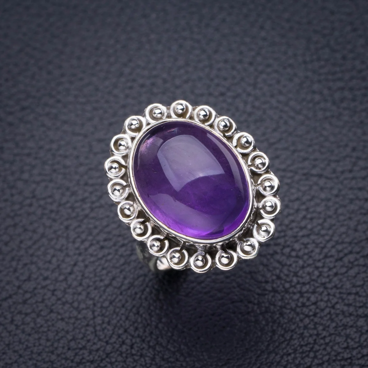 

StarGems Natural Amethyst Handmade 925 Sterling Silver Ring 6.25 D4762