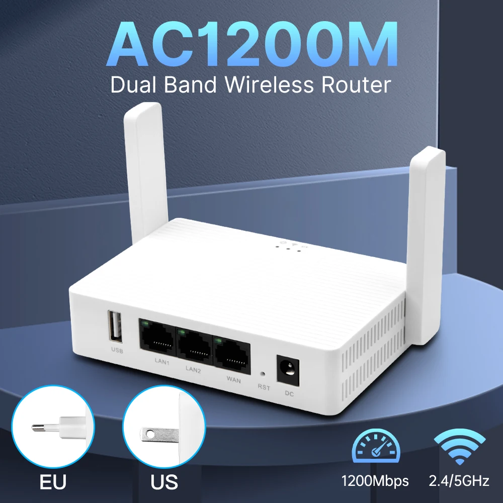 

1200Mbps Wireless WiFi Router Dual Band Extender Antenna Repeater Supports AP/Mesh/Print Home Office Amplification Signal Router