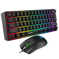 Wired 60% Mini Keyboard Mouse Set 61 Keys Dual Color Injection Keycaps Color Backlit Optical USB Plug