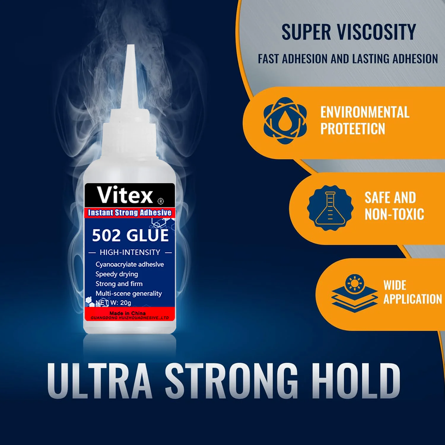 Metal super glue, specially designed for metal, plastic and wood, waterproof, heat-resistant, transparent glue.