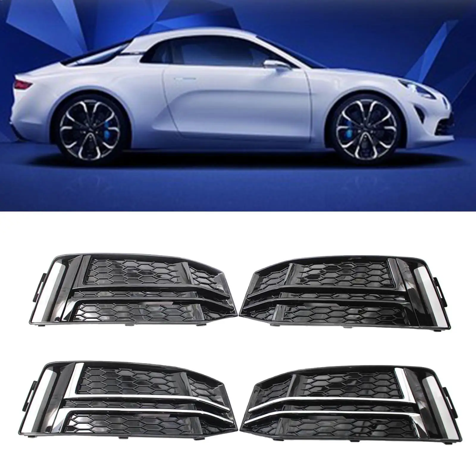 2PCS Car Fog Light Grille Grill Cover for AUDI A4 B9 S-LINE 8W0807681F