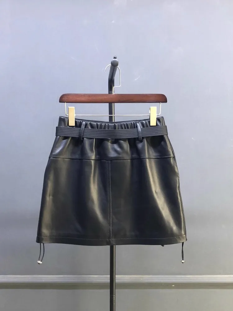 Neue Mode Frauen Herbst Echtes Leder Röcke Mittlere Taille A-Line Über Knie Länge Natürliche Schaffell Casual Rock 4XL Heißer Verkauf