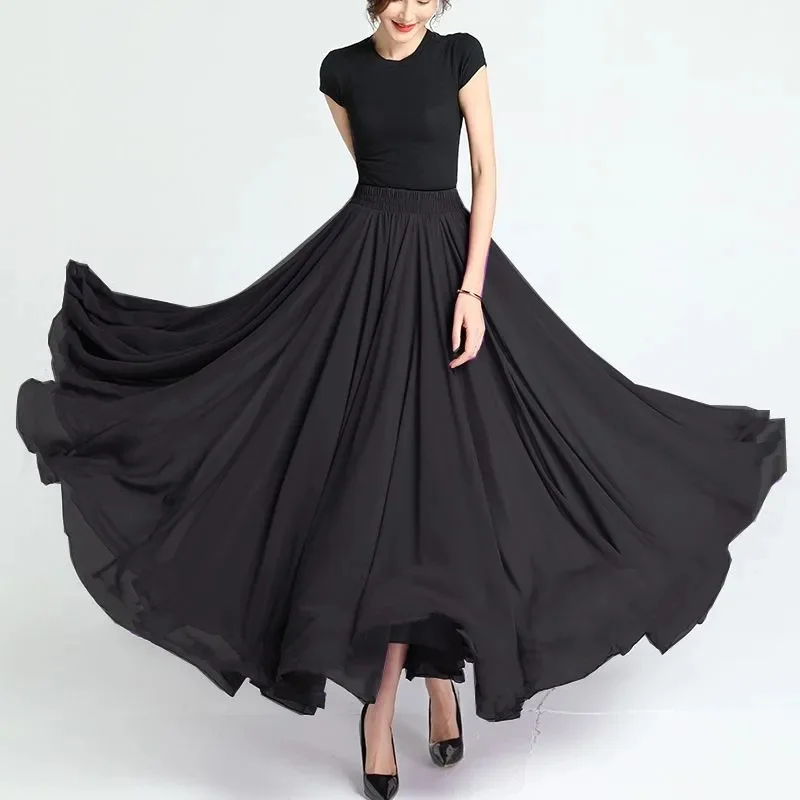 

Шифоновая тюлевая юбка, женская уличная эластичная сетчатая плиссированная юбка с высокой талией, летняя элегантная корейская юбка трапециевидной формы для офиса, женская юбка, новинка