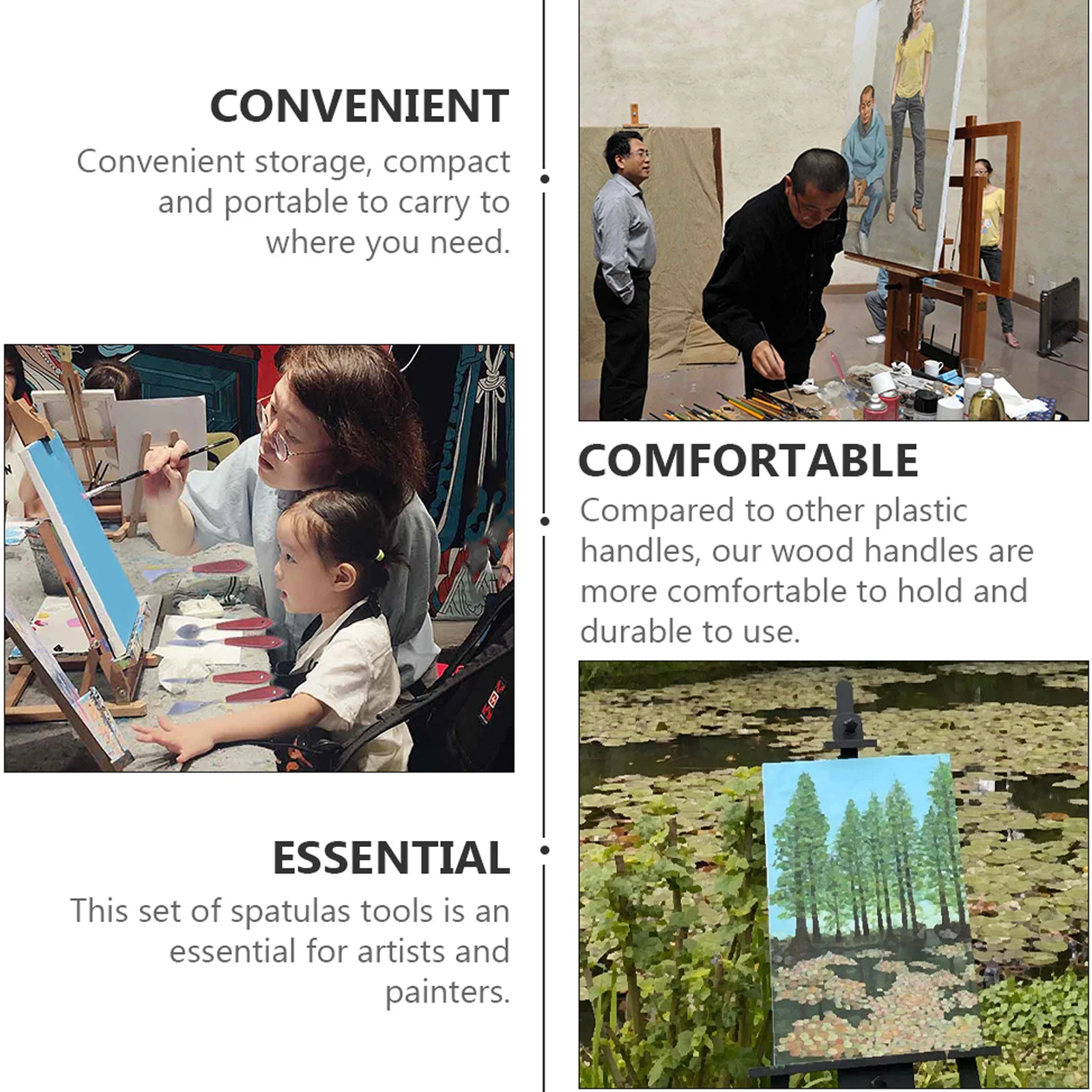 

1Set Oil Painting Tools Set Premium Stainless Steel and Wood Handle Painting Spatula for Color Mixing and Paint Scraper