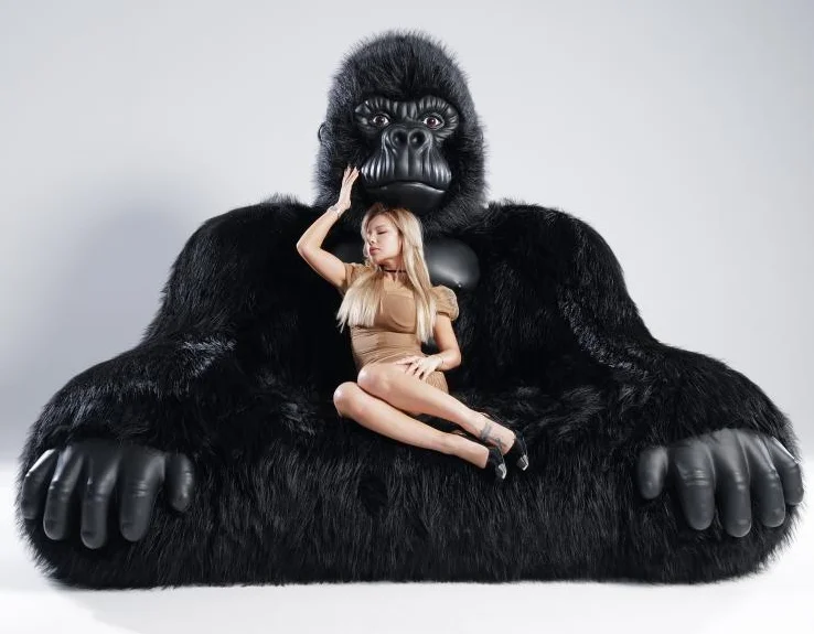 New Gorilla Inflatable Sofa Chair - Creative Design Air Couch for 2-3 Persons, Indoor Outdoor Use in Living Room/Office/Garden