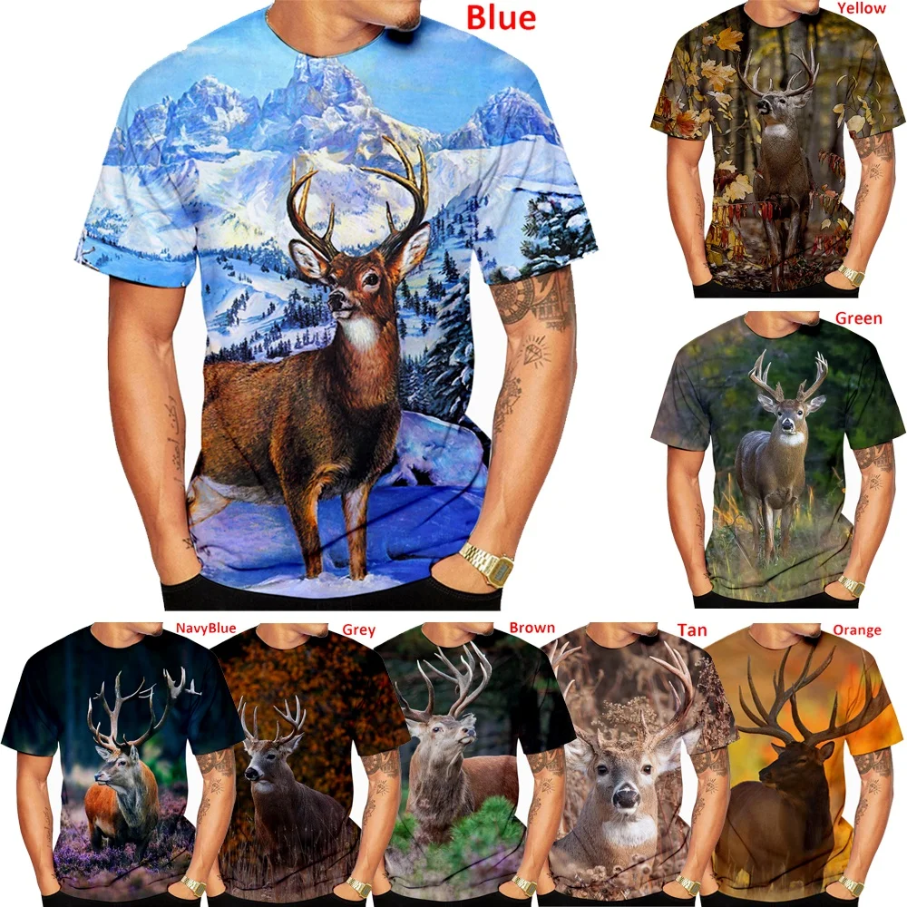 Men's Fashion Deer Hunting Camo 3D Printing T-Shirt Women Casual Round Neck Short Sleeve T-Shirts Oversized Quick Dry Clothing