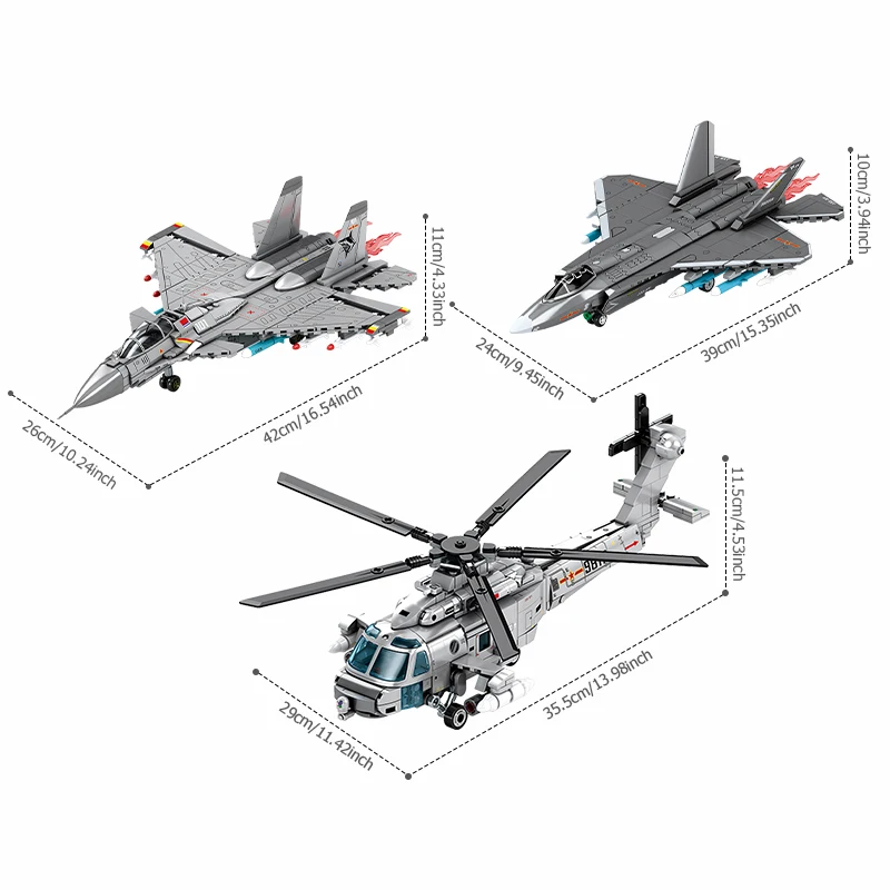 SEMBO 1814pcs Armed Aircraft Building Blocks Kits MOC Helicopter Models Fighter Assembly Bricks Birthday Gift Kids Toys for Boys