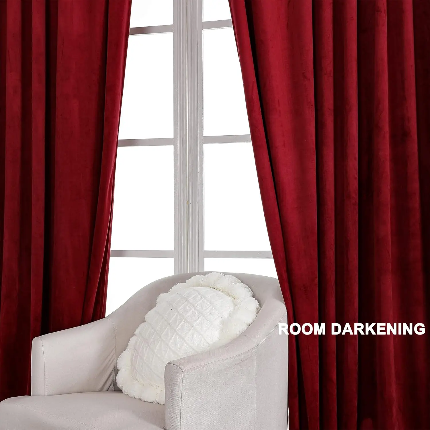 1pc Red Burgundy Velvet Curtains Super Soft Luxury Drapes Darkening for Bedroom Living Room Christmas Rod Pocket Drapes