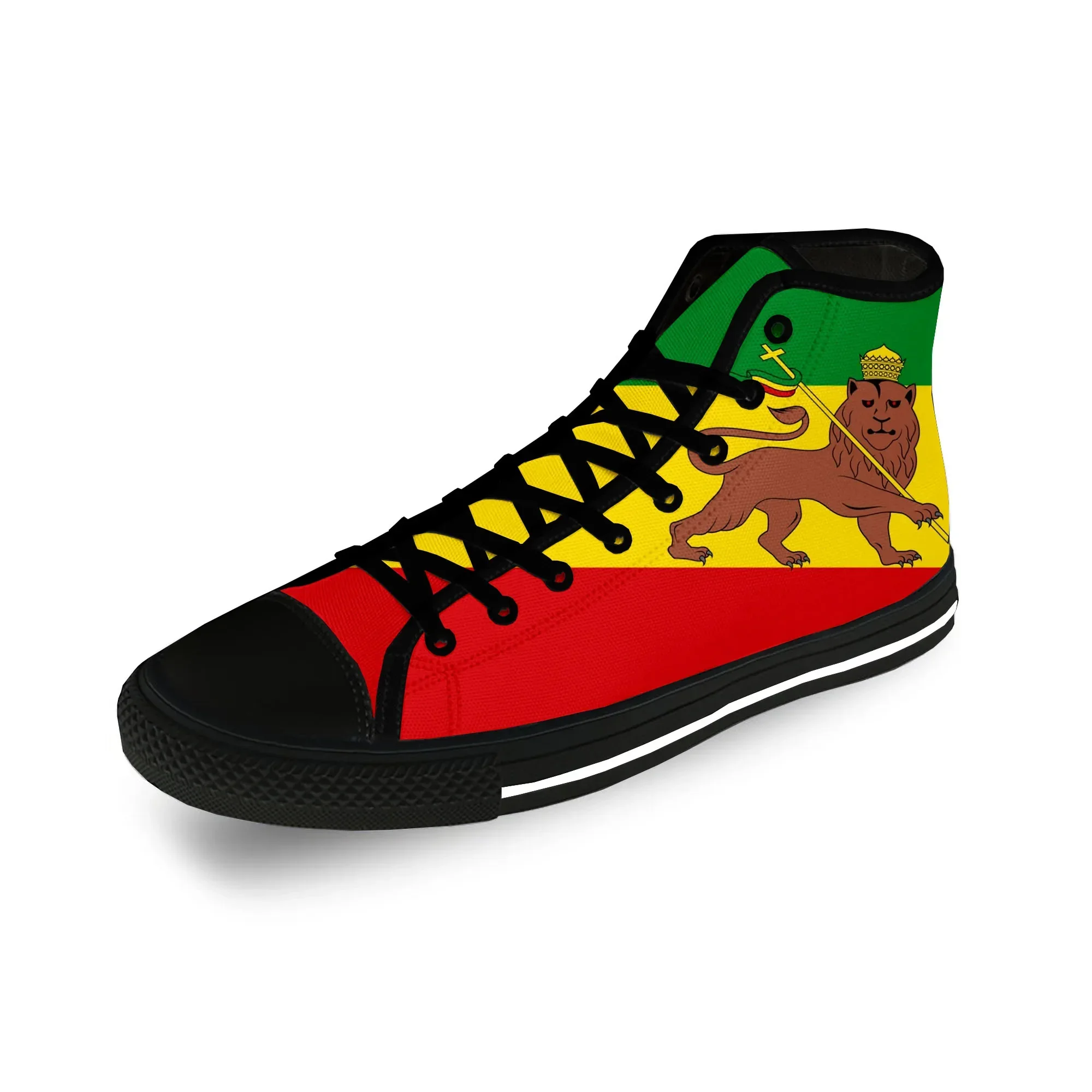 Ethiopia Flag Lion of Judah Reggae Rasta Casual Cloth 3D Print High Top Canvas Shoes Men Women Lightweight Breathable Sneakers