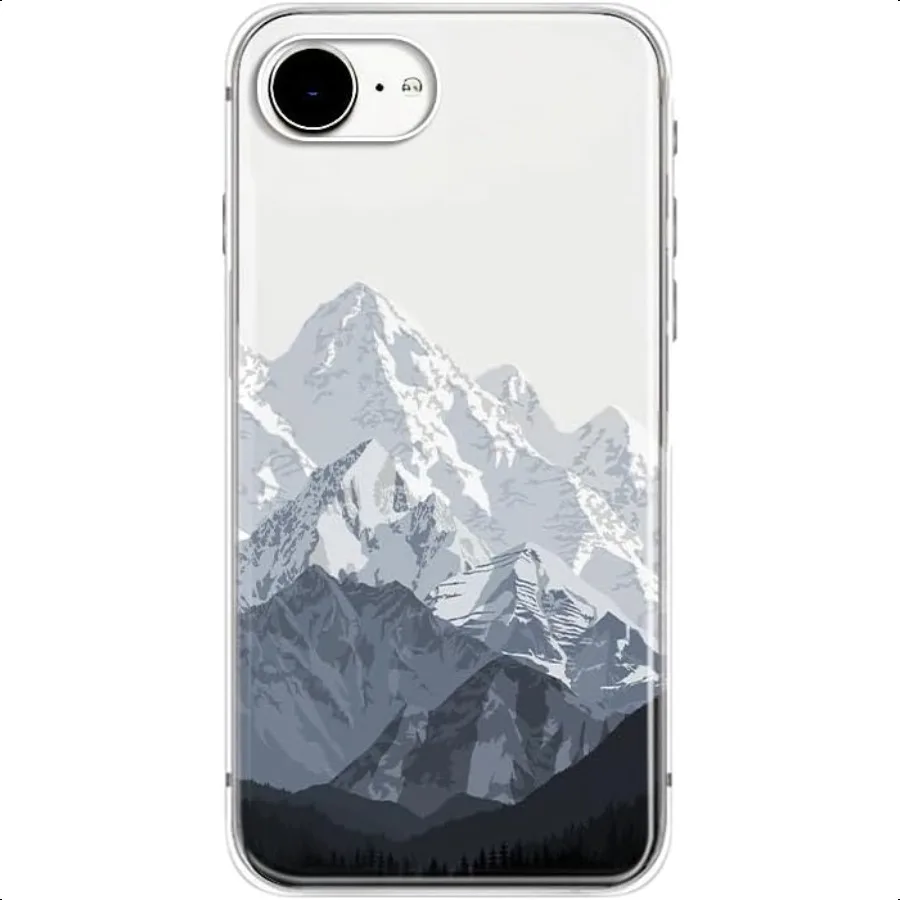 

Blingy's for iPhone 16e Case Snow Mountain Pattern Cool Scenic Landscape Nature Design Transparent Soft TPU Protective Clear Ca