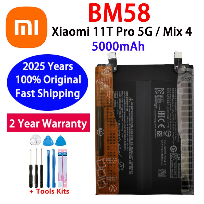 

Оригинальный сменный аккумулятор BM58 для Xiaomi 11T Pro 5G Mix 4 Mix4 5000 мАч, аккумулятор для мобильного телефона, быстрая доставка