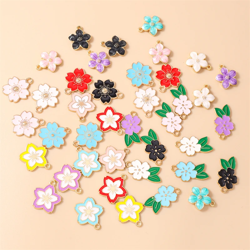 20 Stück niedliche, bunte Emaille-Blumenanhänger zum Basteln von Halsketten, Ohrringen, Armbändern, DIY-Bastelarbeiten und Schmuckzubehör ﻿ – Detail 3