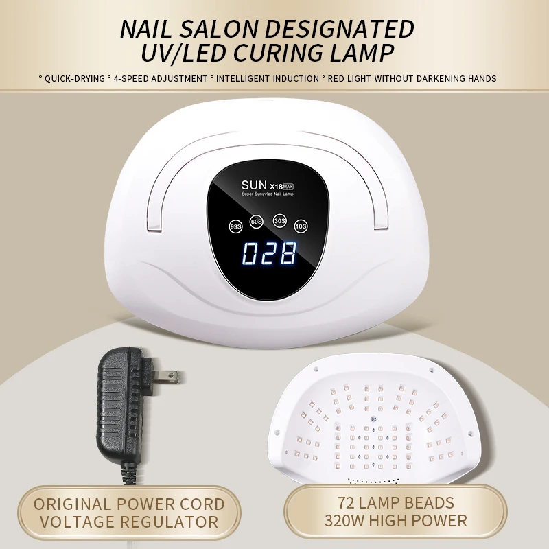 Lampa do paznokci UV LED czerwona - suszarka do żelu, dwuręczna, do manicure