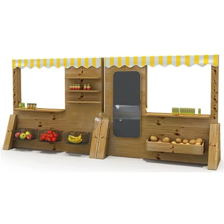 

Children Pretend Role Play Mini Play Market Kids Wooden Icecream Stall Kinder Garden Outdoor Activity Equipment