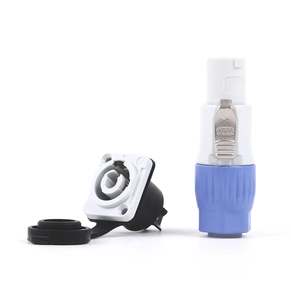In/Out Waterproof 20A PowerCON Power Panel Mount Adapter True Locking Cable Connector IP65 Aviation flame retardant connector