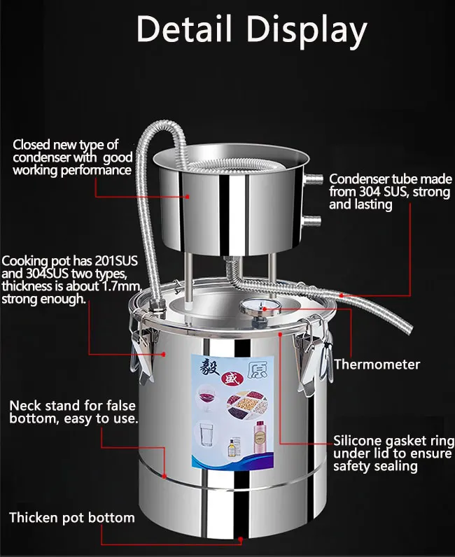 جديد وصول 10L DIY Moonshine لا تزال المقطر مع مجموعة تخمير الزيت ويسكي المقطر تعميم مضخة النبيذ براندي الأساسية #3