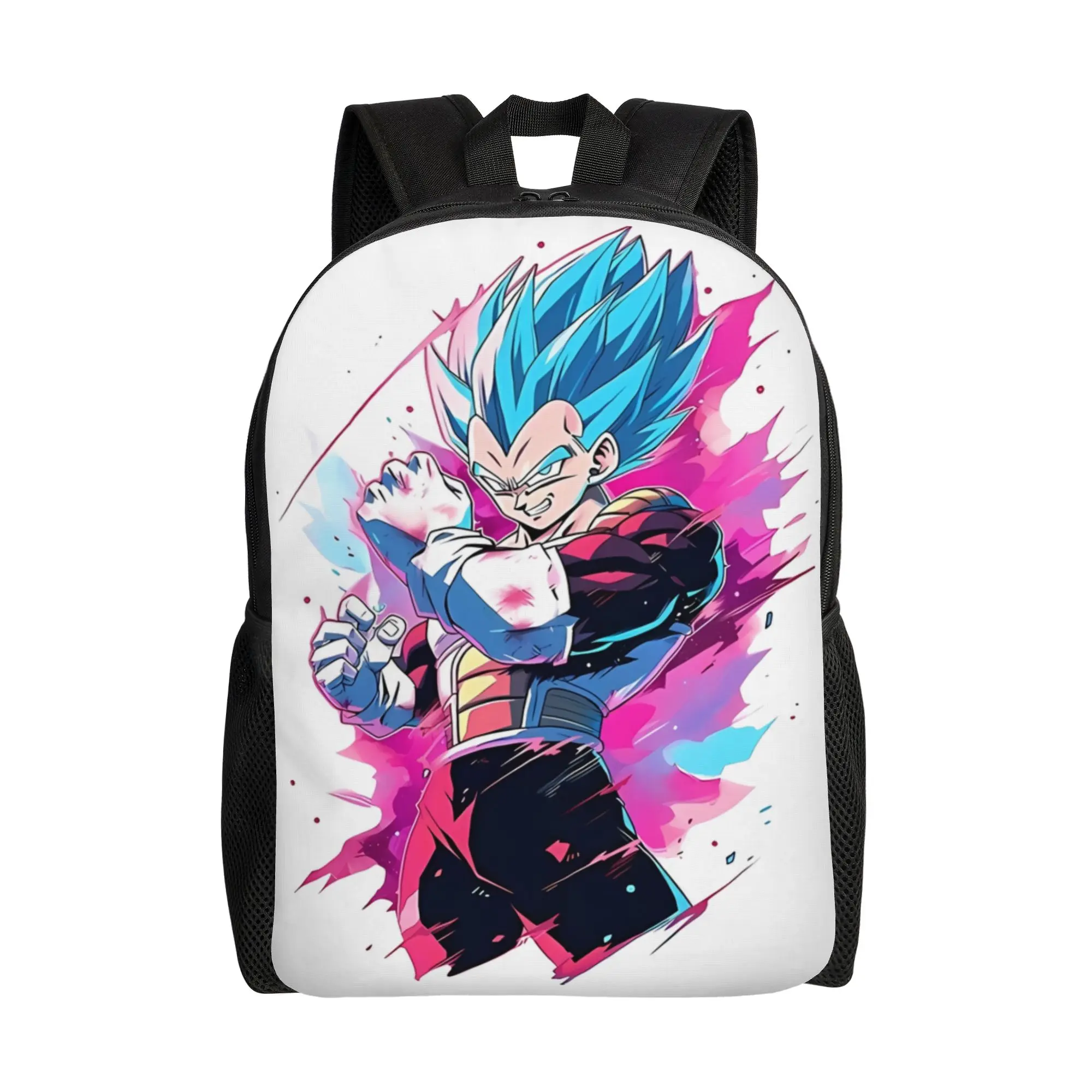 Mochila Vegeta para la temporada de regreso a clases, estilo Saiyan de pelo oscuro, mochila para guardar refrigerios