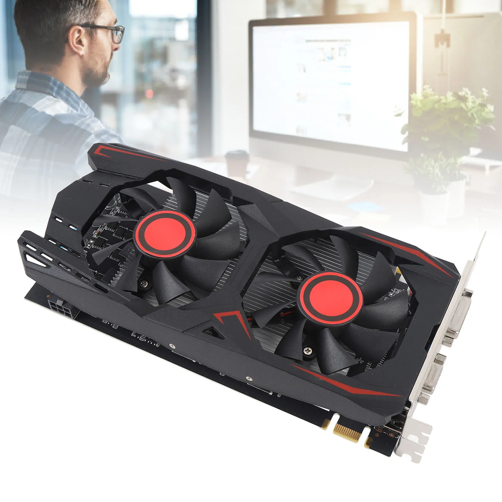 Graphics Card PCIE 2.0 16X Slot Gaming Video Card 6GB GDDR5 192BIT DVI VGA Interface HD Multimedia Interface Low Noise for PC