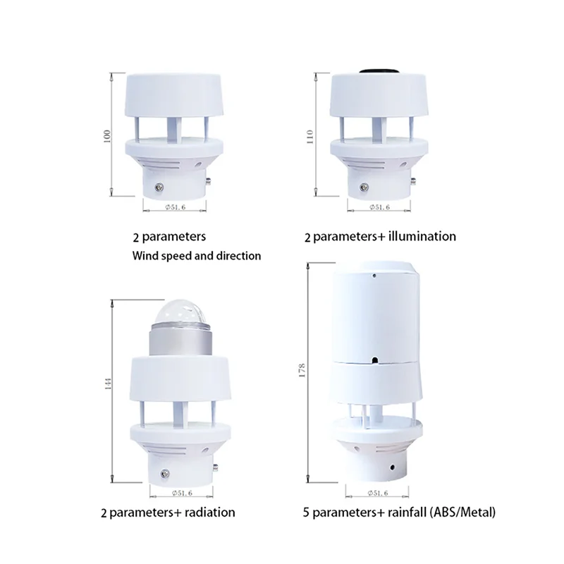 Small Size Weather Station Sensor with Wind Speed Direction Air Temperature Humidity Pressure Rainfall Integration forMonitoring