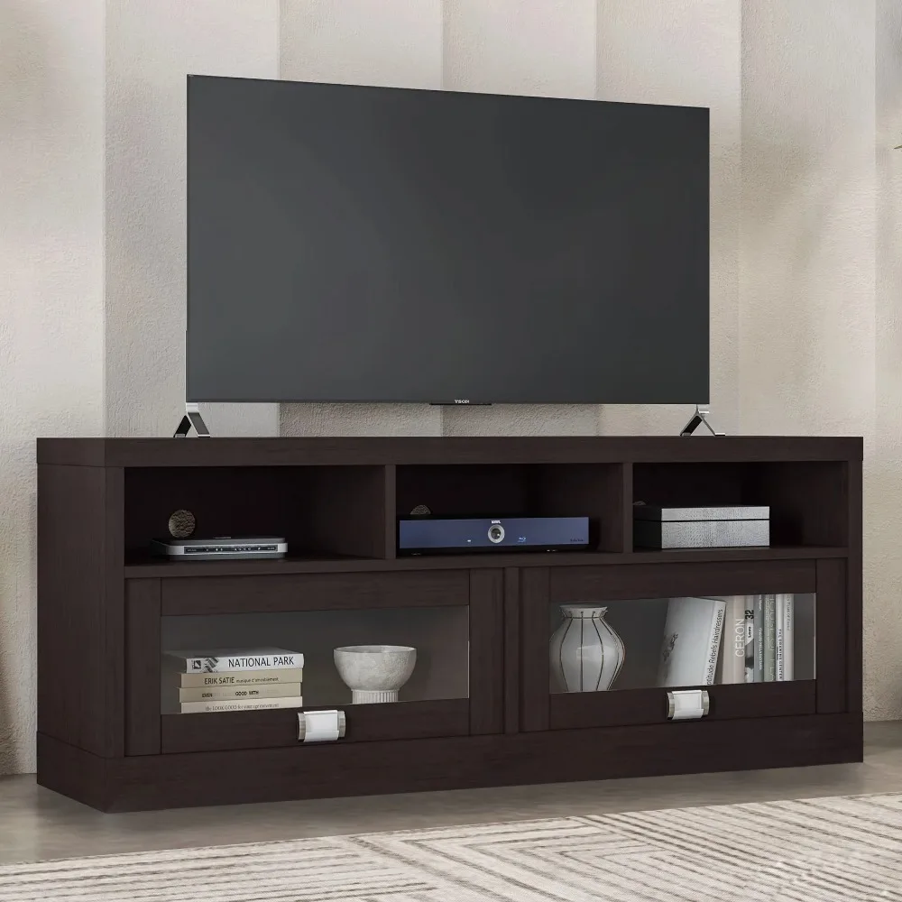 

58 inch TV stand for TVs up to 75 inches, living room TV stand, espresso