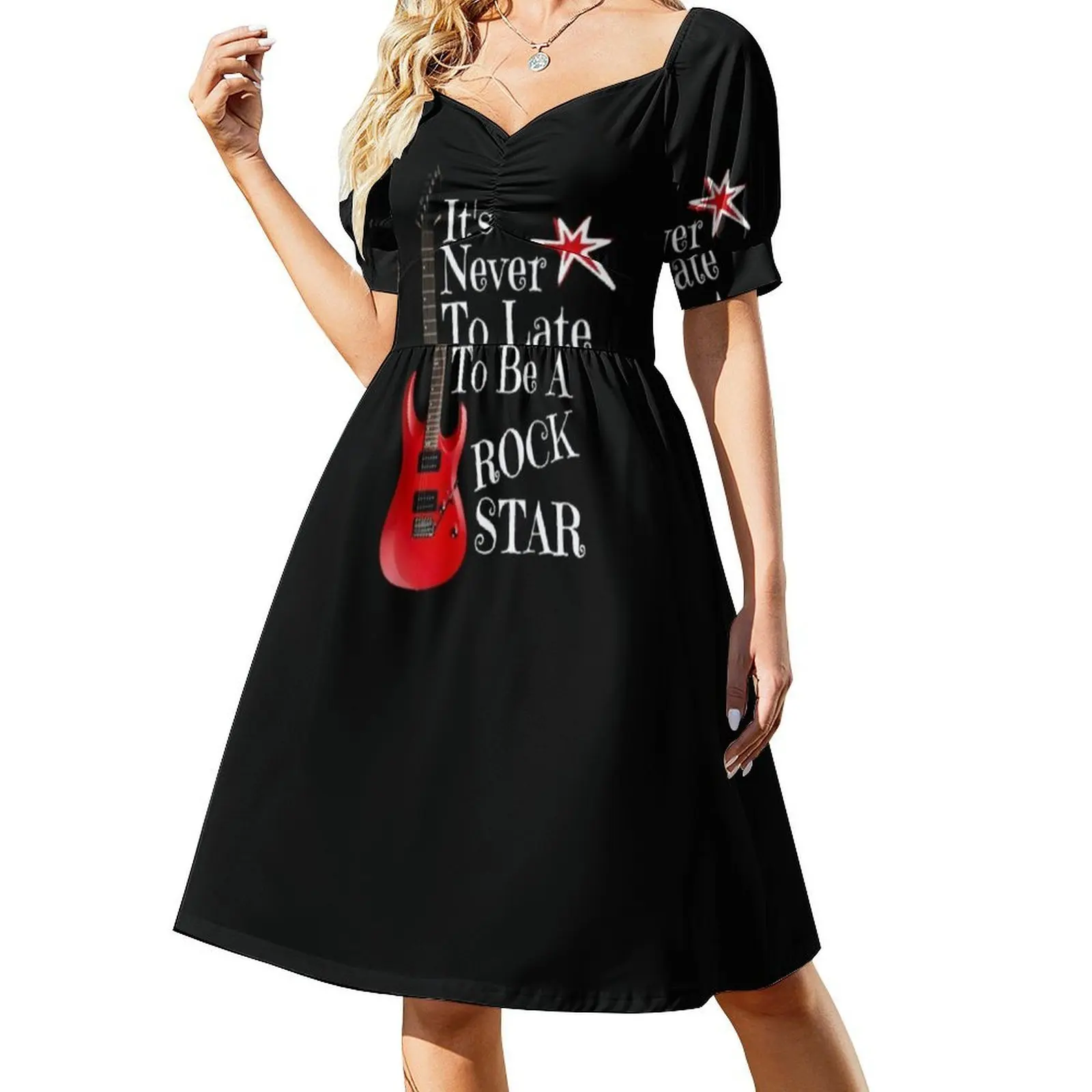 It'S Never To Late To Be A Rock Star!. Cool Retro Bohemian Sleeveless Dress Multi-Print Beach Vacation Party Dress Its Never To