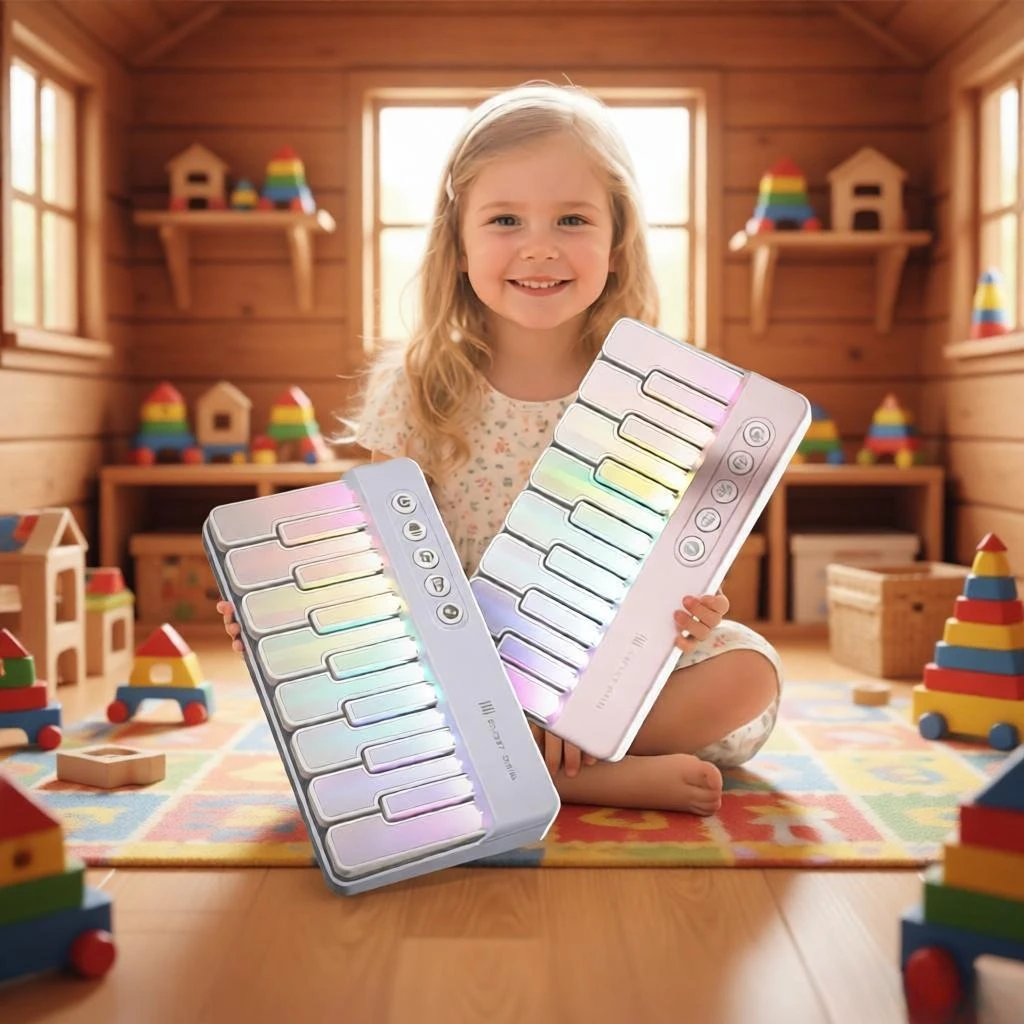 LED Light Pocket Mini Piano Portable Multi-functional Electronic Organ Keyboard for Kids Educational Musical Learning Toys Gift