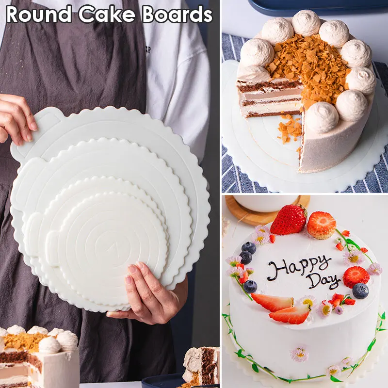 

5Pcs Round Cake Boards Base Reusable Thick Wedding Party Cake Decor Support Board Cupcake Dessert Tray White Pink