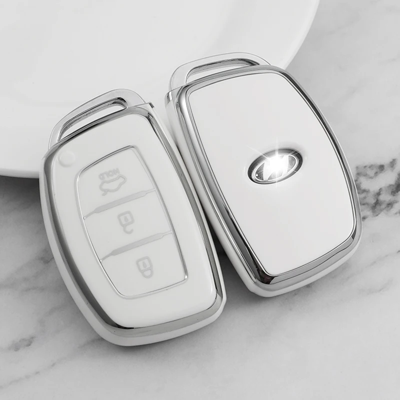 3 4 Bottons Silver Tpu Car Key Case Cover per Hyundai Ix35 I40 I20 Tucson Elantra Creta Sonata Ioniq Accent Creata accessori