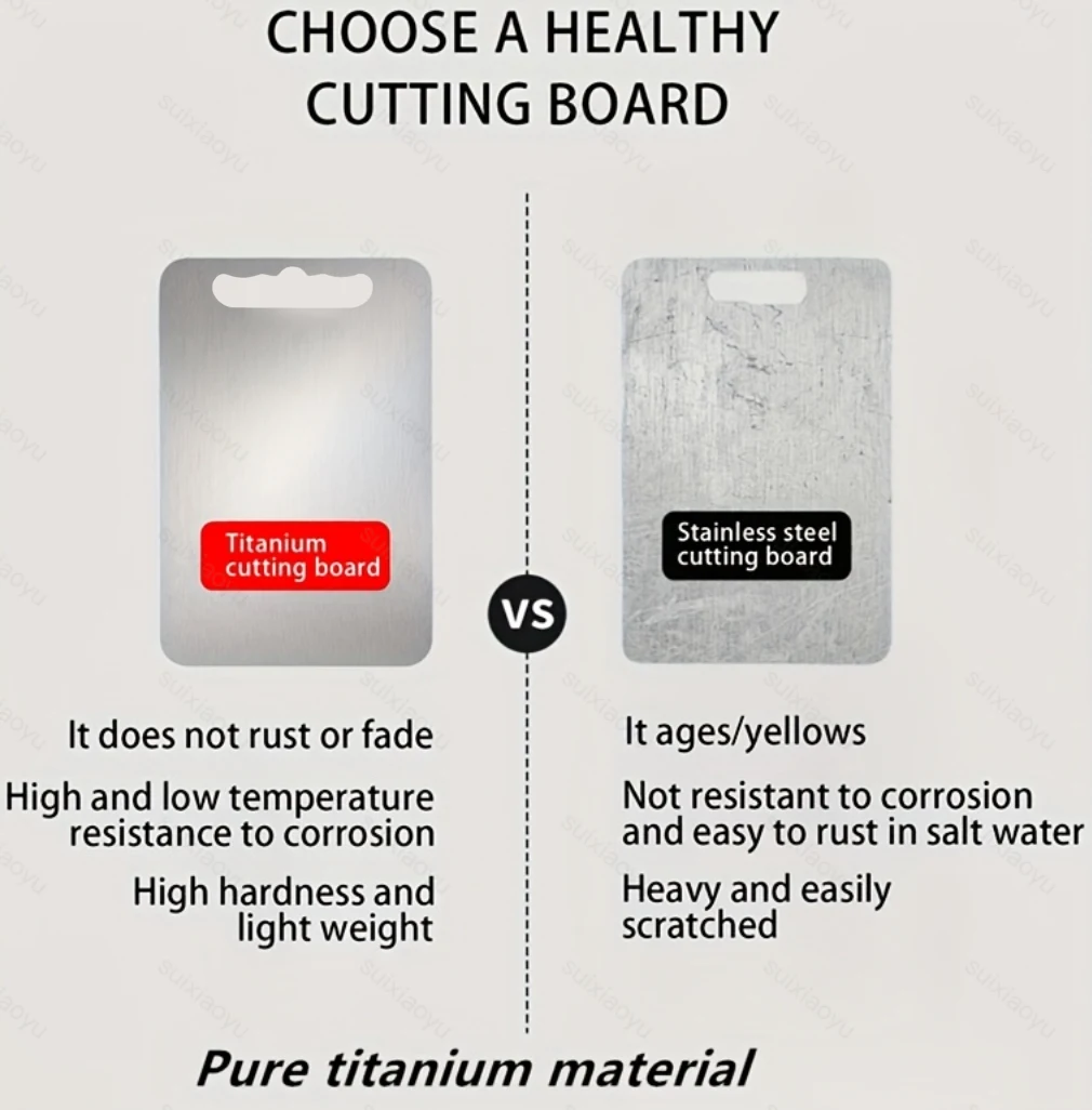 100% Pure Titanium Cutting Board - Two Styles of Kitchen Cutting Boards, Dishwasher Washable Double-Sided Titanium Board Suitabl