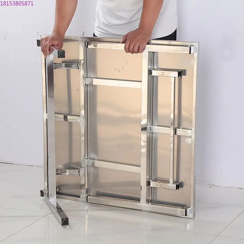 Stainless steel household dormitory rental room eating table writing study table stall portable small square table