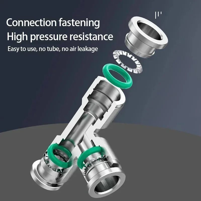 PU PV PE PY 304 Stainless Steel Metal Pneumatic Quick Coupling 4 6 8 10 12 High Pressure Air Pipe Fitting Quick Coupling