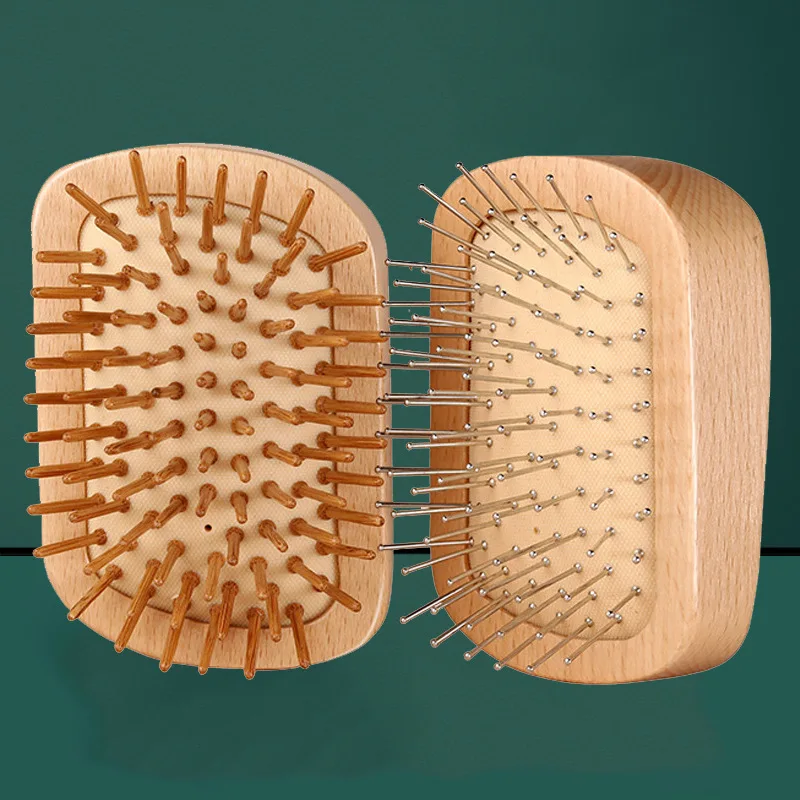 

Scalp Massage Comb Beech Wood Airbag Hair Brush with Steel Pins Detangling Hair Styling Tool and Scalp Care Styling Accessories