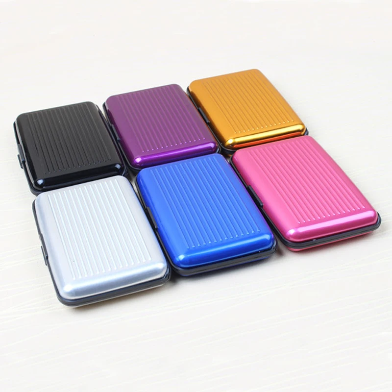 New Arrival Men Aluminum Bank Cards Holders Blocking Hard Case Small Wallet Solid Credit Anti-RFID Scanning Protect Card Holder