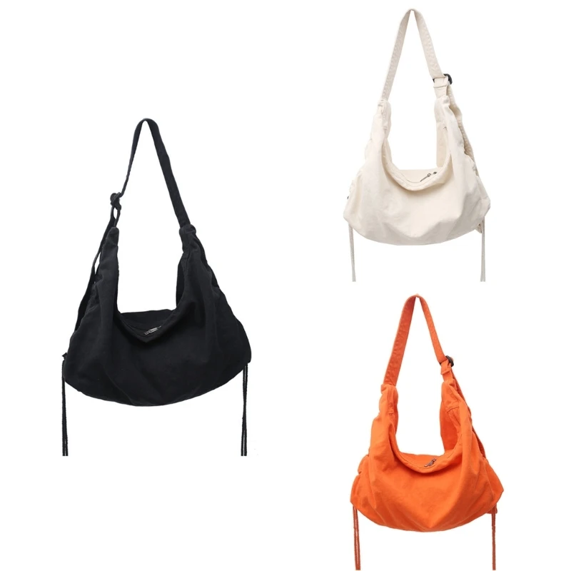 

Large Capacity Student Canvas Shoulder Bag Fashion Drawstrings Crossbody Bag