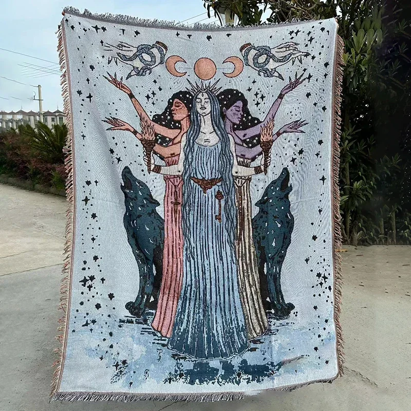 Orange Blankets Home Decorative Sofa Cover Soft Comfy Throw Blanket Abstract Face Pattern Tapestry for Living Room 130x180cm